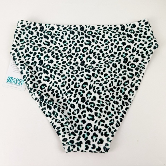 Coco Reef Bikini Bottom Womens Medium Animal Print White Black Blue Swim NWT - Picture 2 of 9